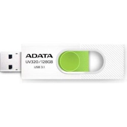 MEMORIE USB ADATA 128 GB, USB 3.1, retractabila, carcasa plastic, alb/ verde, "AUV320-128G-RWHGN" (timbru verde 0.03 lei)