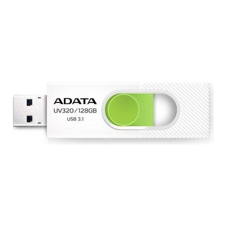 MEMORIE USB ADATA 128 GB, USB 3.1, retractabila, carcasa plastic, alb/ verde, "AUV320-128G-RWHGN" (timbru verde 0.03 lei)
