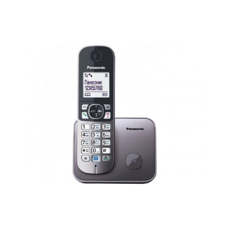 Telefon DECT metalic, KX-TG6811FXM, Panasonic, "KX-TG6811FXM" (timbru verde 0.8 lei)