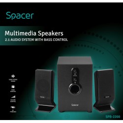 BOXE SPACER 2.1, RMS: 11W (2 x 3W + 5W), control volum, bass, 220V alimentare, black, "SPB-2200" (timbru verde 2.00 lei)  261900