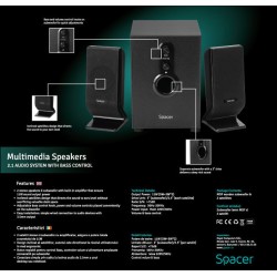 BOXE SPACER 2.1, RMS: 11W (2 x 3W + 5W), control volum, bass, 220V alimentare, black, "SPB-2200" (timbru verde 2.00 lei)  261900