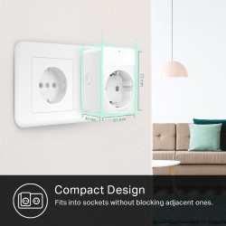PRIZA inteligenta TP-LINK, Monitorizare consum,Slim, Schuko x 1, conectare prin Schuko (T), 16 A, programare prin smartphone, Wi