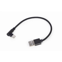 CABLU alimentare si date GEMBIRD, pt. smartphone, USB 2.0 (T) la USB 2.0 Type-C (T) 90 grade, 0.2m, negru, "CC-USB2-AMCML-0.2M" 