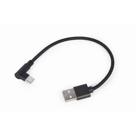 CABLU alimentare si date GEMBIRD, pt. smartphone, USB 2.0 (T) la USB 2.0 Type-C (T) 90 grade, 0.2m, negru, "CC-USB2-AMCML-0.2M" 