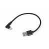 CABLU alimentare si date GEMBIRD, pt. smartphone, USB 2.0 (T) la USB 2.0 Type-C (T) 90 grade, 0.2m, negru, "CC-USB2-AMCML-0.2M" 