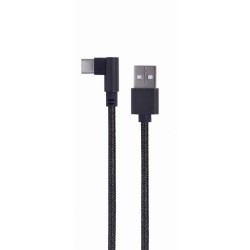 CABLU alimentare si date GEMBIRD, pt. smartphone, USB 2.0 (T) la USB 2.0 Type-C (T) 90 grade, 0.2m, negru, "CC-USB2-AMCML-0.2M" 