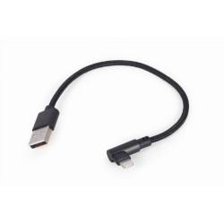 CABLU alimentare si date GEMBIRD, pt. smartphone, USB 2.0 (T) la Lightning (T) 90 grade, 0.2m, negru, "CC-USB2-AMLML-0.2M" (timb