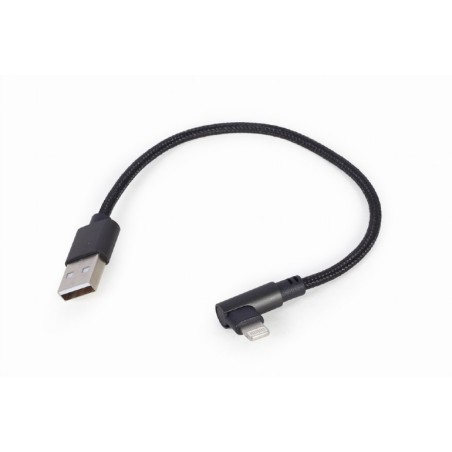 CABLU alimentare si date GEMBIRD, pt. smartphone, USB 2.0 (T) la Lightning (T) 90 grade, 0.2m, negru, "CC-USB2-AMLML-0.2M" (timb