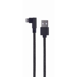 CABLU alimentare si date GEMBIRD, pt. smartphone, USB 2.0 (T) la Lightning (T) 90 grade, 0.2m, negru, "CC-USB2-AMLML-0.2M" (timb