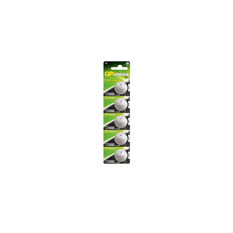 Baterie GP Batteries, butoni (CR2450) 3V lithium, blister 5 buc. " GPCR2450-2CPU5" "GPPBL2450054" (timbru verde 0.05 lei)