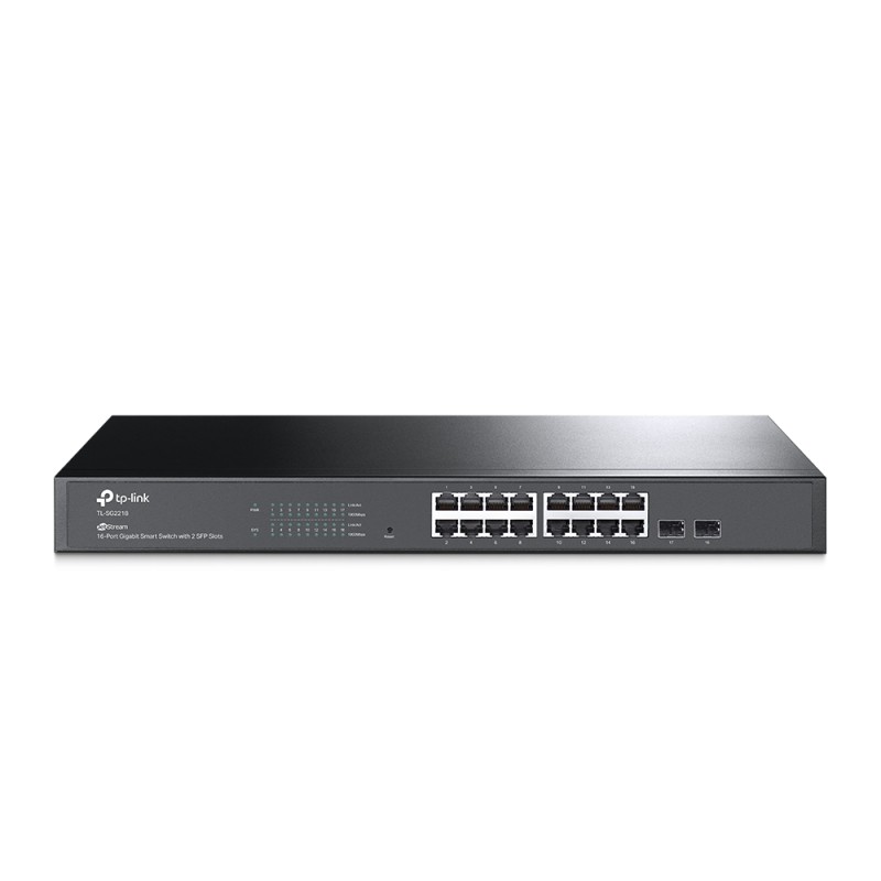 SWITCH TP-LINK L2+ cu management 16 porturi Gigabit + 2 sloturi SFP, carcasa metalica, rackabil "TL-SG2218" (timbru verde 2 lei)