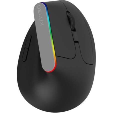 MOUSE DELUX, PC sau NB, wireless, 2.4GHz, optic, 1600 dpi, butoane/scroll 6/1, ergonomic, negru, "M618C-BK" (timbru verde 0.18 l