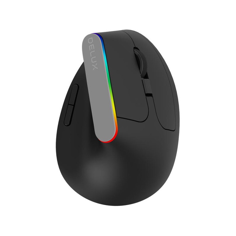 MOUSE DELUX, PC sau NB, wireless, 2.4GHz, optic, 1600 dpi, butoane/scroll 6/1, ergonomic, negru, "M618C-BK" (timbru verde 0.18 l