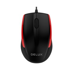 MOUSE DELUX, PC sau NB, cu fir, USB, optic, 1000 dpi, butoane/scroll 3/1, , negru-rosu, "M321BU-BR" (timbru verde 0.18 lei)