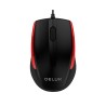 MOUSE DELUX, PC sau NB, cu fir, USB, optic, 1000 dpi, butoane/scroll 3/1, , negru-rosu, "M321BU-BR" (timbru verde 0.18 lei)
