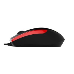 MOUSE DELUX, PC sau NB, cu fir, USB, optic, 1000 dpi, butoane/scroll 3/1, , negru-rosu, "M321BU-BR" (timbru verde 0.18 lei)