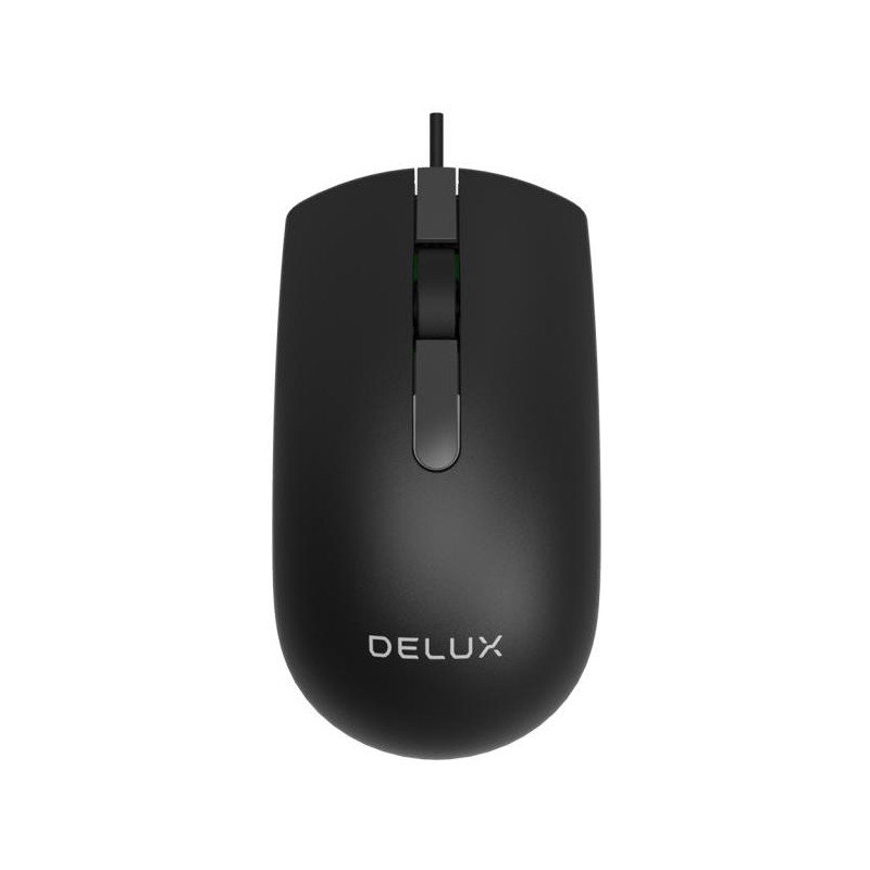 MOUSE DELUX, PC sau NB, cu fir, USB, optic, 1000 dpi, butoane/scroll 3/1, , negru, "M322BU-BK" (timbru verde 0.18 lei)