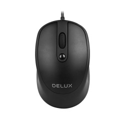 MOUSE DELUX, PC sau NB, cu fir, USB, optic, 3200 dpi, butoane/scroll 4/1, , negru, "M366BU-BK" (timbru verde 0.18 lei)