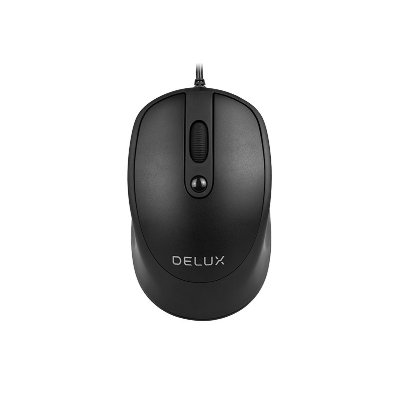 MOUSE DELUX, PC sau NB, cu fir, USB, optic, 3200 dpi, butoane/scroll 4/1, , negru, "M366BU-BK" (timbru verde 0.18 lei)