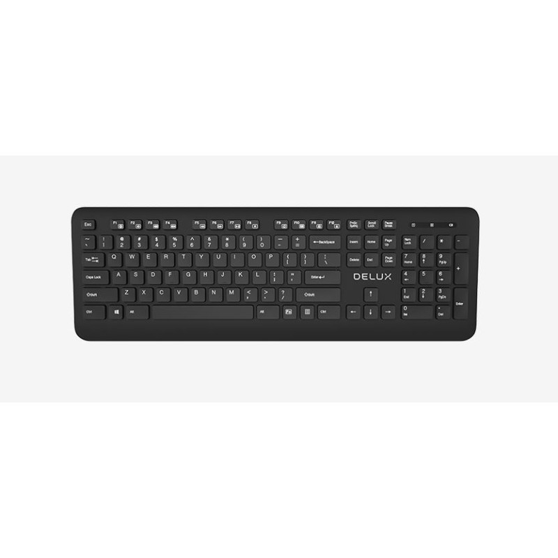 TASTATURA DELUX, wireless, 104 taste, multimedia 12 combinatii FN , USB, negru, "K193G-BK" (timbru verde 0.8 lei)