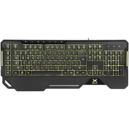 TASTATURA DELUX, gaming, cu fir, 104 taste, multimedia 7 taste, RGB backlight, palm rest, software, USB, negru, "K9600-BK" (timb
