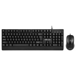Kit TASTATURA si Mouse DELUX, "K6006U+M332BU", cu fir, 104 taste format standard, mouse 1000 dpi, 3/1 butoane, negru, "K6006U+M3