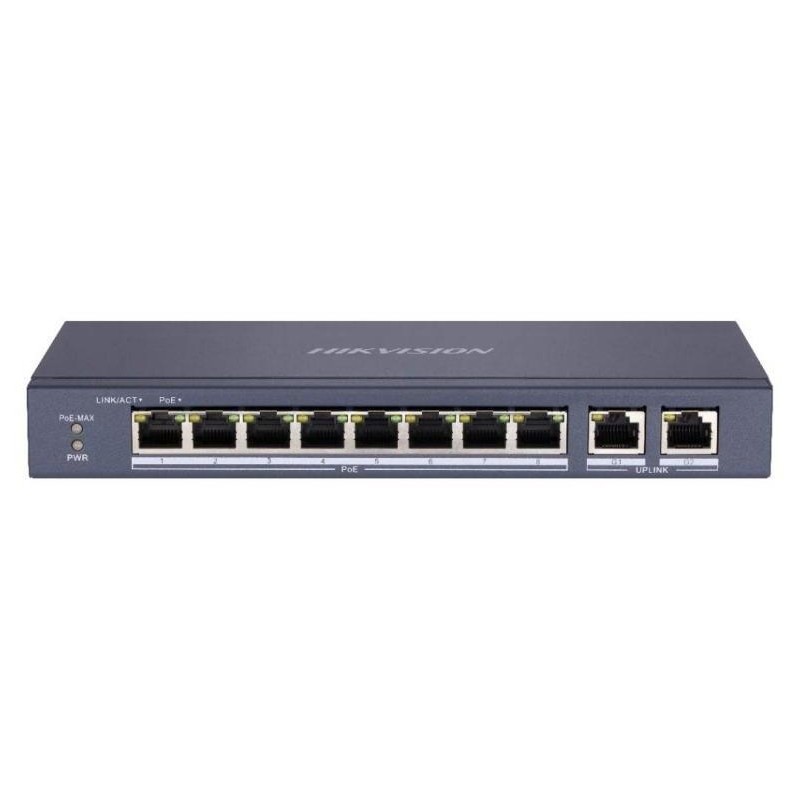 SWITCH Hikvision, 10/100 x 8 | Gigabit x 2, carcasa metalica, "DS-3E0310P-E/M" (timbru verde 2 lei)