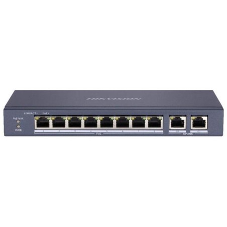 SWITCH Hikvision, 10/100 x 8 | Gigabit x 2, carcasa metalica, "DS-3E0310P-E/M" (timbru verde 2 lei)