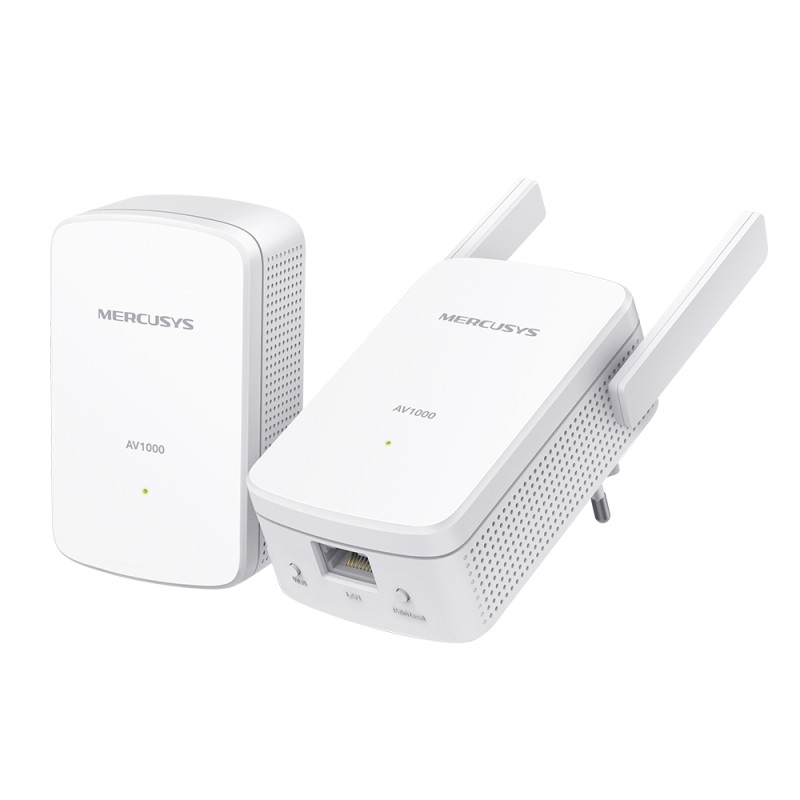 Kit Powerline Wi-Fi Gigabit MERCUSYS, Wi-Fi de 300 Mbps 2.4Ghz, tehnologie AV2, AV1000, pana la 1000 Mbps, RJ-45 x 1 porturi 10/