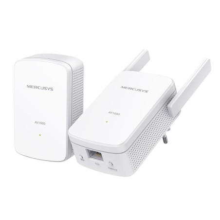 Kit Powerline Wi-Fi Gigabit MERCUSYS, Wi-Fi de 300 Mbps 2.4Ghz, tehnologie AV2, AV1000, pana la 1000 Mbps, RJ-45 x 1 porturi 10/