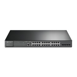 Switch TP-Link cu management L2, 24 Porturi Gigabit POE+, 4× Gigabit SFP Slots, 1× RJ45 Console Port, 1× Micro-USB Console Port 
