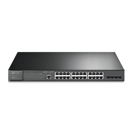 Switch TP-Link cu management L2, 24 Porturi Gigabit POE+, 4× Gigabit SFP Slots, 1× RJ45 Console Port, 1× Micro-USB Console Port 