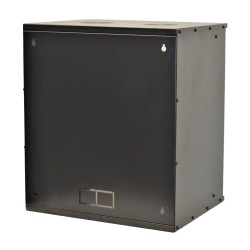 CABINET 19" SPACER  12U 515x400mm, fixare pe perete, Flatpack (dezasamblat),  Black, usa sticla cu blocare, otel 1.5mm, sarcina 
