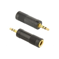 ADAPTOR audio GEMBIRD stereo (1 x 6.35 mm jack M la 1 x 3.5 mm jack T), negru, "A-6.35F-3.5M" (timbru verde 0.08 lei)