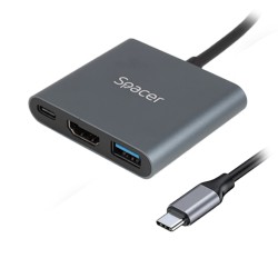 DOCKING Station Spacer universal 3 in 1, conectare Type-C USB 3.1, USB 3.0 x 1, porturi video HDMI x 1, 4K (30Hz), PD 87W, alumi