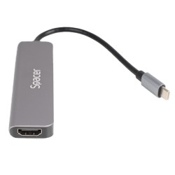 DOCKING Station Spacer universal 6 in 1, conectare Type-C, USB 3.0 x 2 |PD 3.0 x 1 (87W), porturi video HDTV x 1, 4K (30Hz),SD c