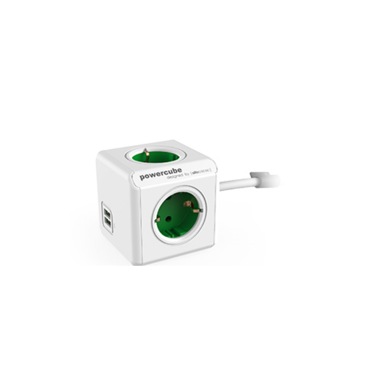 PRIZA ALLOCACOC, Schuko x 4, conectare prin Schuko (T), USB 2.1A x 2, cablu 1.5 m, 10 A, protectie copii, alb, "1402GN/DEEUPC" (