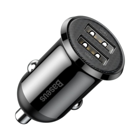 INCARCATOR auto Baseus Grain Pro, 2 x USB (USB1 Output 5V/2.4A, USB2 Output: 5V/2.4A) pt. bricheta auto, black "CCALLP-01" (timb