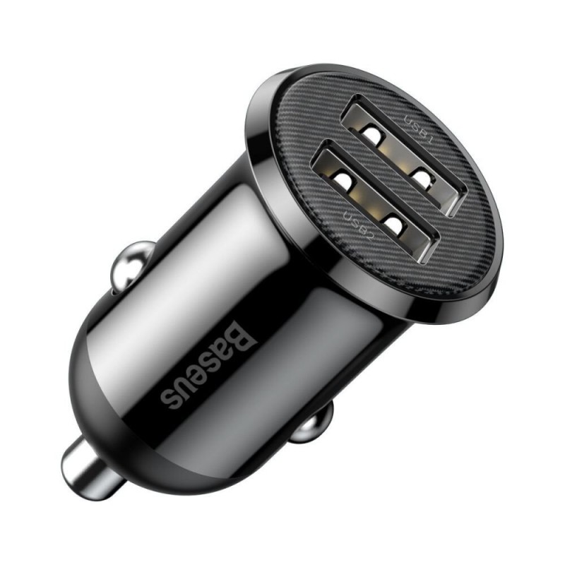 INCARCATOR auto Baseus Grain Pro, 2 x USB (USB1 Output 5V/2.4A, USB2 Output: 5V/2.4A) pt. bricheta auto, black "CCALLP-01" (timb