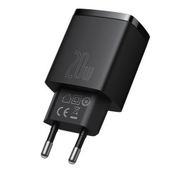 INCARCATOR retea Baseus Compact, Quick Charge 20W, 1 x USB Type-C 5V/3A max, 1 x USB 5V/3A, negru "CCXJ-B01" (timbru verde 0.18 