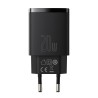 INCARCATOR retea Baseus Compact, Quick Charge 20W, 1 x USB Type-C 5V/3A max, 1 x USB 5V/3A, negru "CCXJ-B01" (timbru verde 0.18 