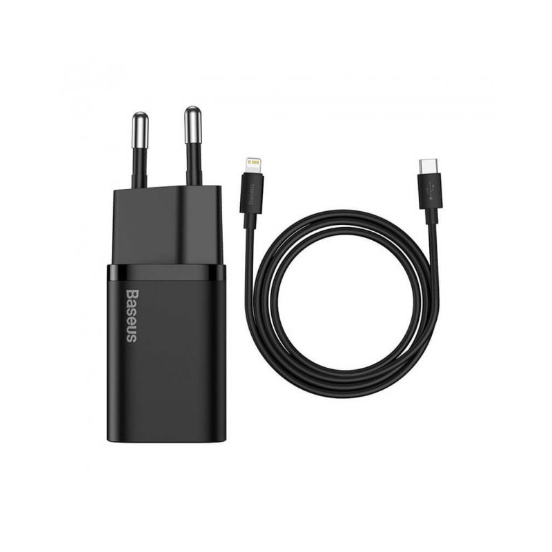 INCARCATOR retea Baseus Super Si, Quick Charge 20W, 1 x USB Type-C 5V/3A max, include cablu USB Type-C la Lightning Iphone 1m, n