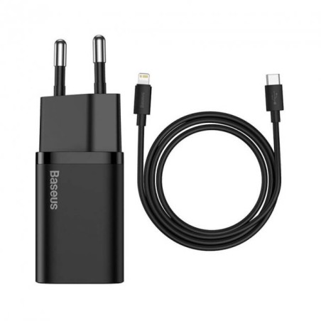 INCARCATOR retea Baseus Super Si, Quick Charge 20W, 1 x USB Type-C 5V/3A max, include cablu USB Type-C la Lightning Iphone 1m, n