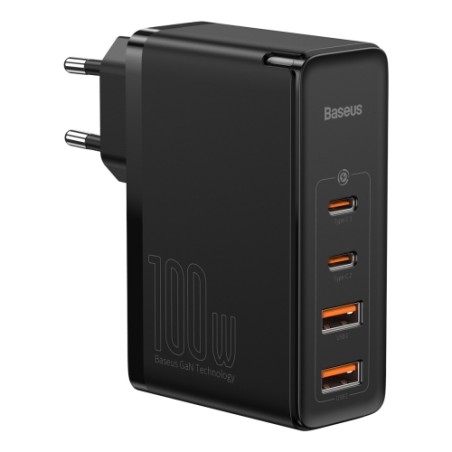 INCARCATOR retea Baseus GaN2 Pro, Quick Charge 3.0 100W, 2 x USB Type-C 5V/3A max, 2 x USB 5V/3A max, negru "CCGAN2P-L01" (timbr