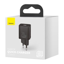 INCARCATOR retea Baseus Super Si, Quick Charge 20W, 1 x USB Type-C 5V/3A max, negru "CCSUP-B01" (timbru verde 0.18 lei) - 695315