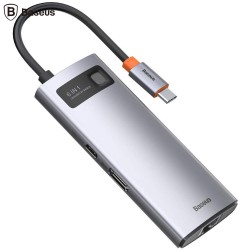 DOCKING Station Baseus Metal Gleam,conec PC USB-C, USB 3.0x3, RJ-45 Gigabit LANx1, USB-Cx1 PD 100W 5V/9V/14.5V/20V 5A (Max.), HD