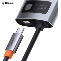 DOCKING Station Baseus Metal Gleam,conec PC USB-C, USB 3.0x3, RJ-45 Gigabit LANx1, USB-Cx1 PD 100W 5V/9V/14.5V/20V 5A (Max.), HD