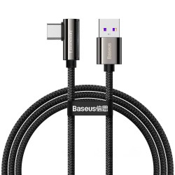 CABLU alimentare si date Baseus Legend Elbow, Fast Charging Data Cable pt. smartphone, USB la USB Type-C 66W, braided, 1m, negru
