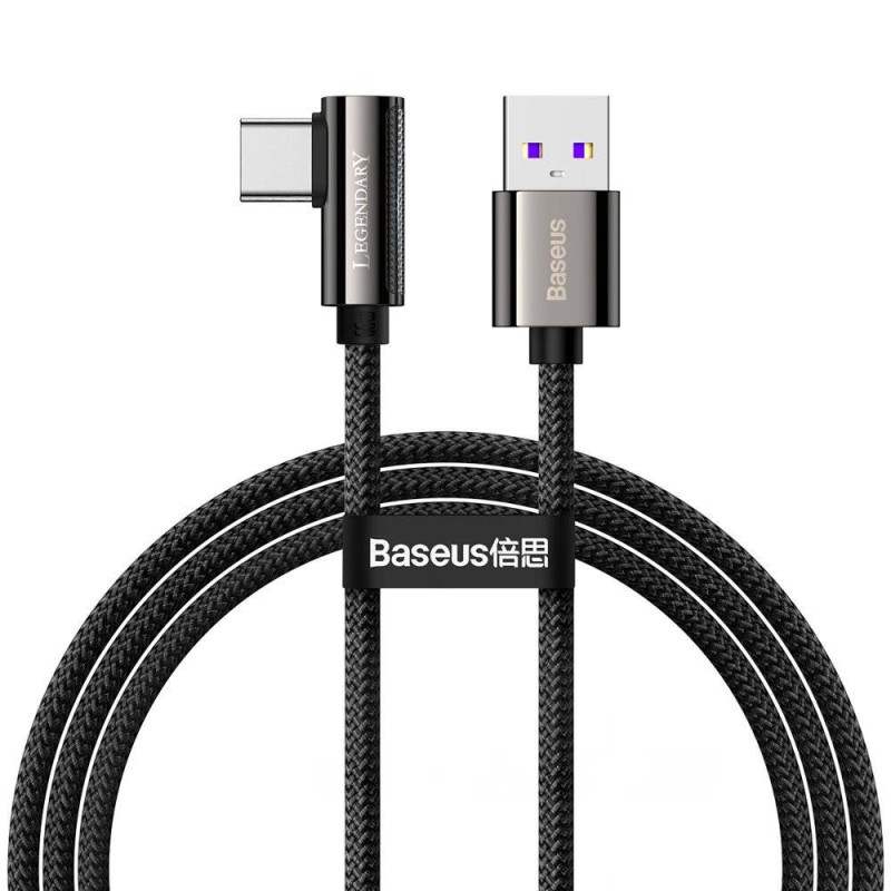 CABLU alimentare si date Baseus Legend Elbow, Fast Charging Data Cable pt. smartphone, USB la USB Type-C 66W, braided, 1m, negru