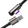 CABLU alimentare si date Baseus Legend Elbow, Fast Charging Data Cable pt. smartphone, USB la USB Type-C 66W, braided, 1m, negru